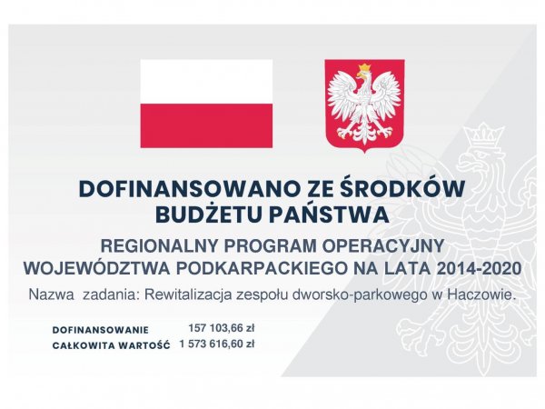 Informacja o projekcie z udziałem środków budżetu państwa - Rewitalizacja zespołu dworsko-parkowego