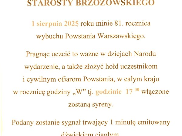 Komunikat Starosty Brzozowskiego