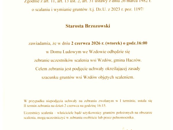 Spotkanie w sprawie scalenia we Wzdowie