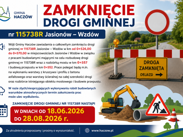 Zamknięcie drogi Jasionów - Wzdów