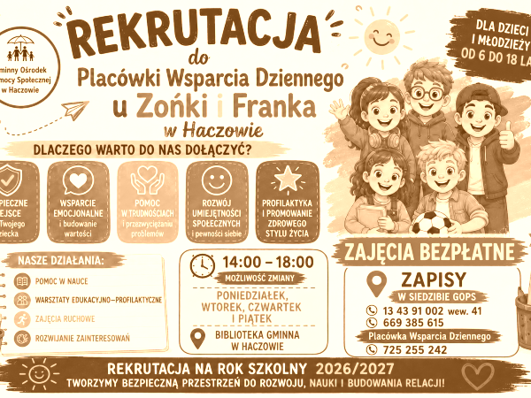 Rekrutacja - placówka wsparcia dziennego dla dzieci i młodzieży