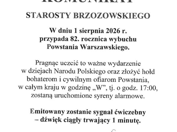 Komunikat Starosty Brzozowskiego