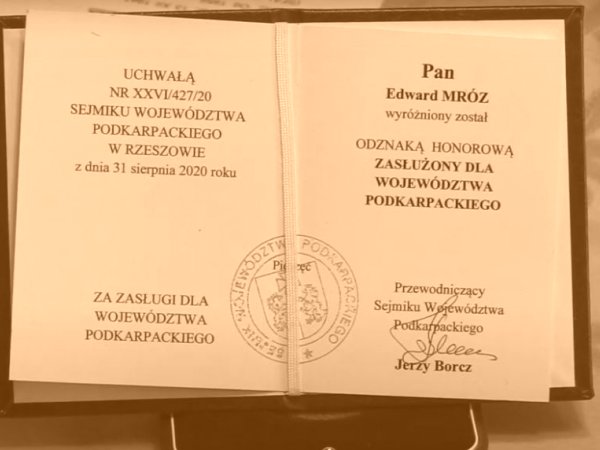 "Zasłużony dla Województwa Podkarpackiego" - Edward Mróz
