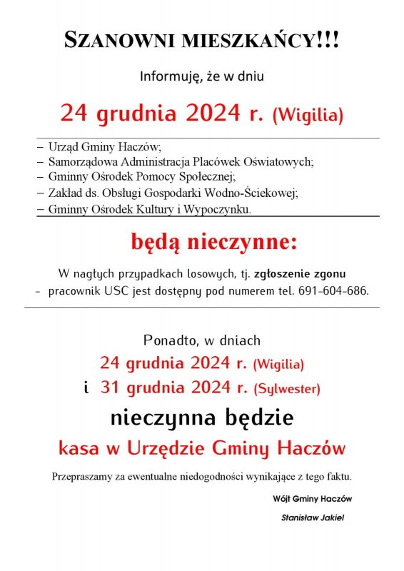 przerwa świąteczna