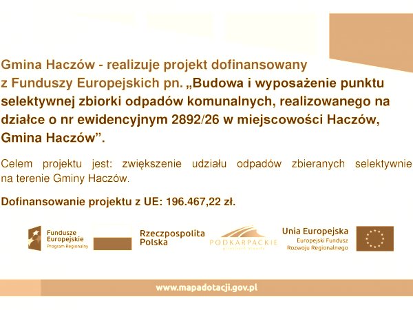 Informacja o projekcie z udziałem środków UE - PSZOK