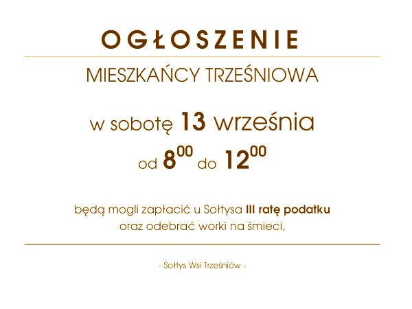 Trześniów - III rata podatku za 2025 rok