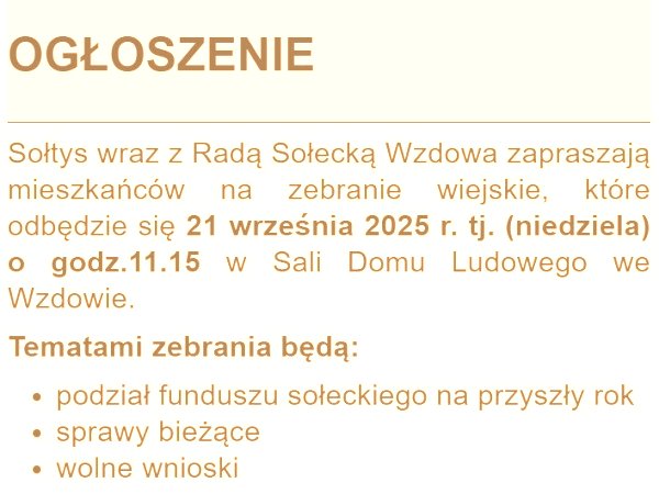 WZDÓW - zebranie wiejskie