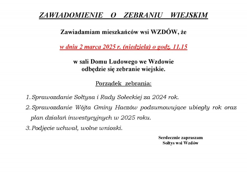 Zebranie Wiejskie we Wzdowie