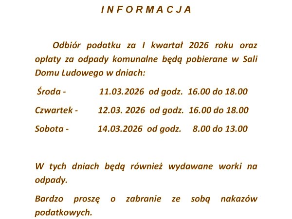 Wzdów - odbiór podatku 11-14 marca 2026