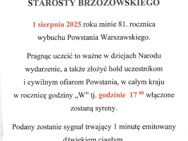 Komunikat Starosty Brzozowskiego