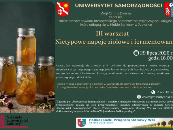 Warsztaty - nietypowe napoje ziołowe i fermentowane