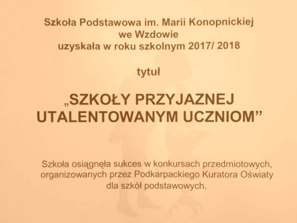 Szkoła Podstawowa we Wzdowie przyjazna utalentowanym uczniom