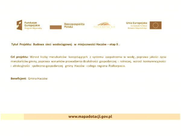 Informacja o projekcie z udziałem środków UE - Wodociąg - etap II