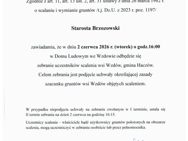 Spotkanie w sprawie scalenia we Wzdowie