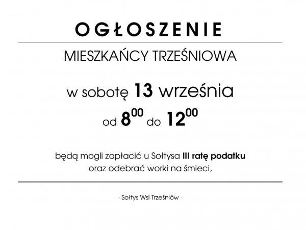 Trześniów - III rata podatku za 2025 rok