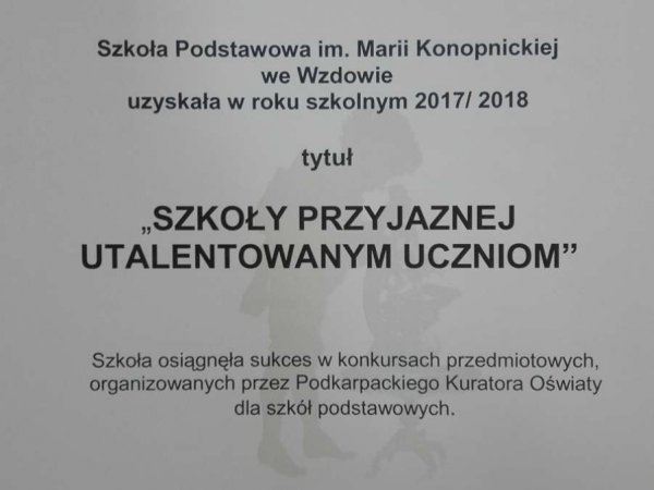 Szkoła Podstawowa we Wzdowie przyjazna utalentowanym uczniom