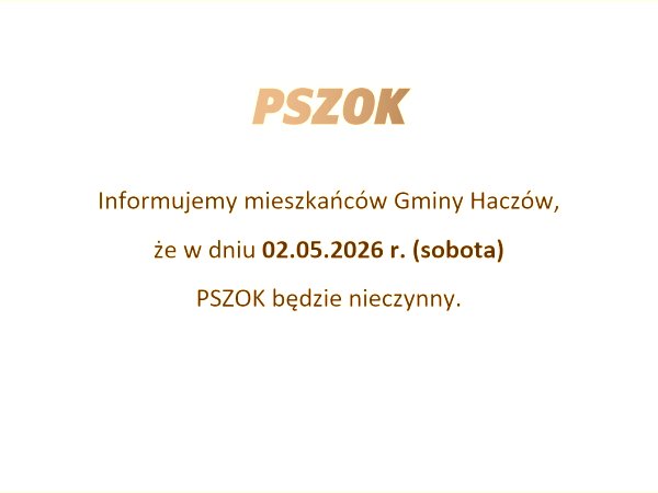 w sobotę 2 maja PSZOK nieczynny