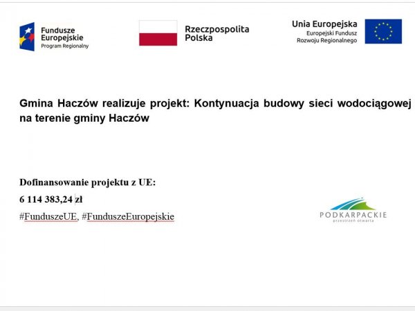 Dofinansowanie - budowa wodociągu