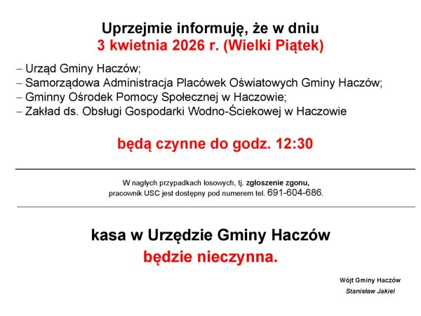 Godziny otwarcia urzędu