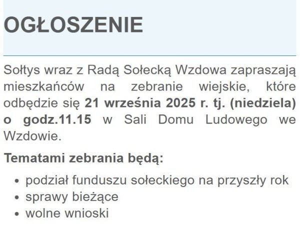 WZDÓW - zebranie wiejskie