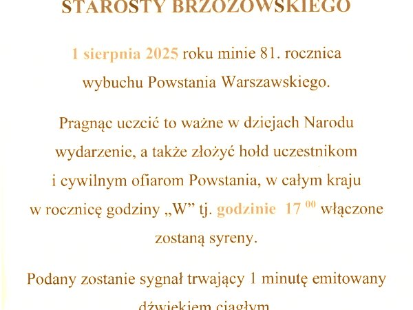 Komunikat Starosty Brzozowskiego